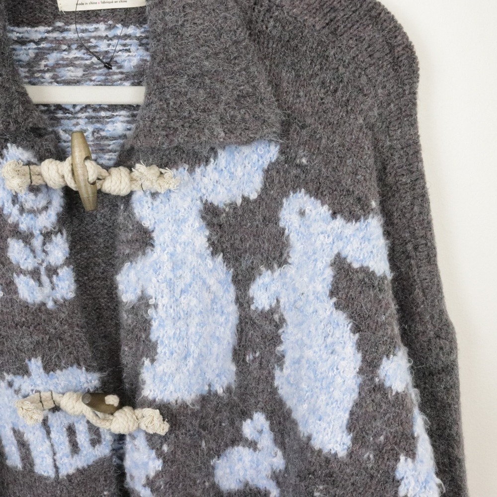Free People Home Sweet Home Cardi Cardigan Sweater Small Grey Blue Bunny Toggle - Picture 5 of 9